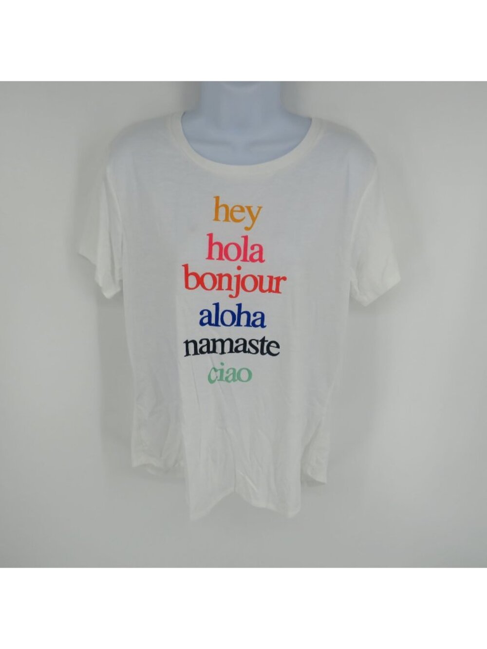 Modern Canvas Womens Graphic White Tee Short Sleeve Large NWT